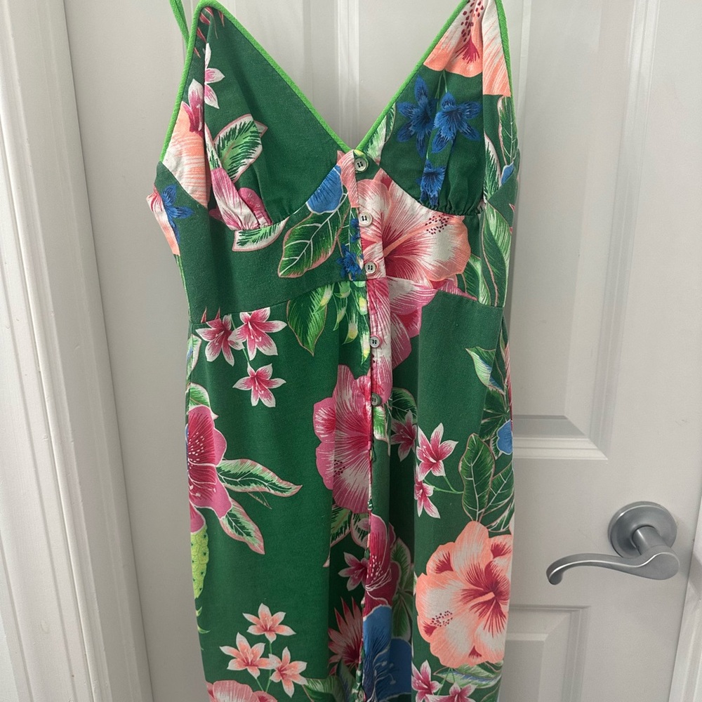 FARM Rio Green Floral Mini Dress